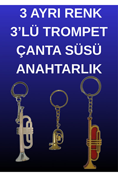 onyyapim سلسلة مفاتيح على شكل ترومبيت مكونة من 3 قطع مع 3 ألوان مختلفة للزينة