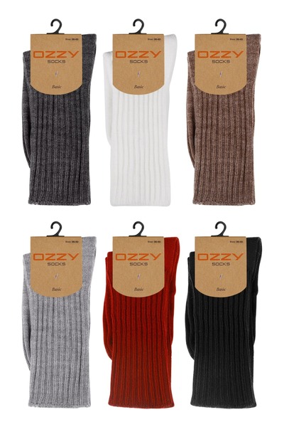 Ozzy Socks 6'lı Kışlık Kadın Yünlü Uyku Çorabı Soft Touch