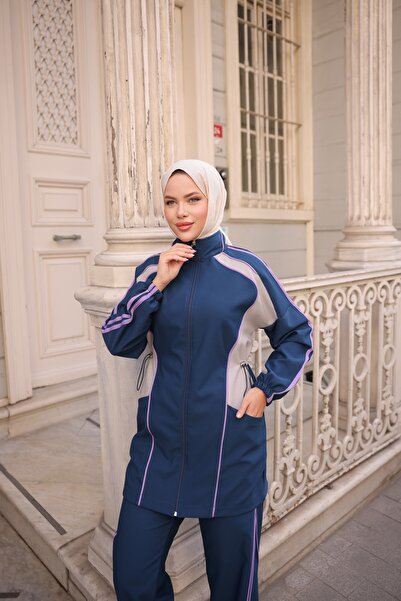 MİMİ Luxury Wear Γυναικείο Σετ Φούτερ Μαντίλι με φερμουάρ στο κάτω μέρος και στο επάνω μέρος