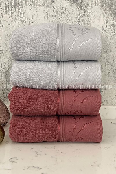 Özdilek Ditsy ručnik za ruke i lice, 4 komada - tamno siva