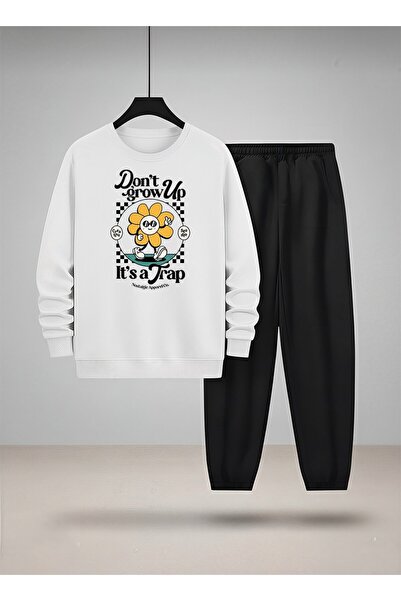 LORVEX Детска суитшърт - Комплект спортен екип с велосипедна яка GROW UP с пе...