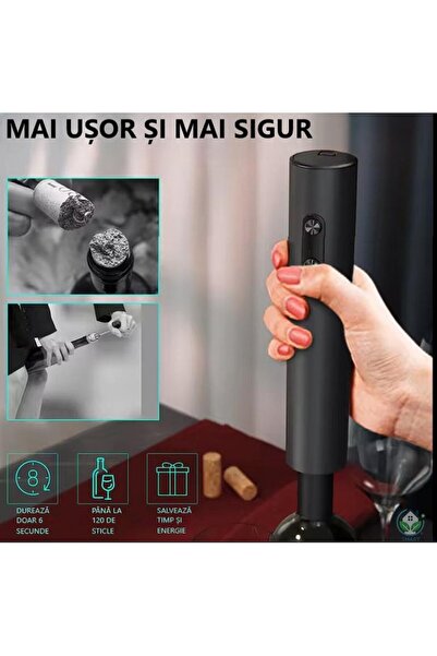 SokShop Electric Wine Bottle Opener — Automatic Battery-Powered Corkscrew, Black, 150-Bottle Autonomy