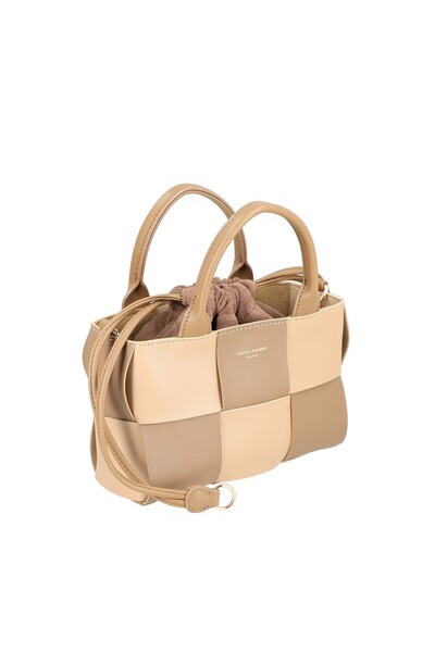 David Jones Poșetă casual femei piele galben întrețesută cu gentuță detașabil...