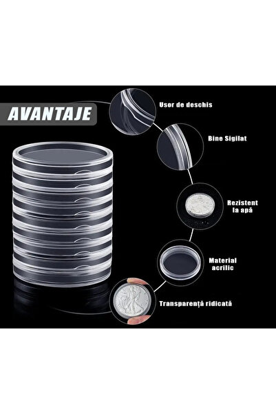 LUDOVAN Set of 60 Coin Capsules, with black protective foam, 8 sizes (18/20/22/25/27/30/39/41 mm)