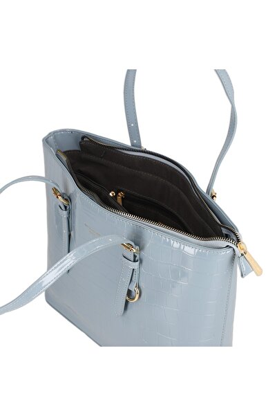 David Jones Geanta casual piele ecologica texturata albastru cu maner BS6916CA2301114