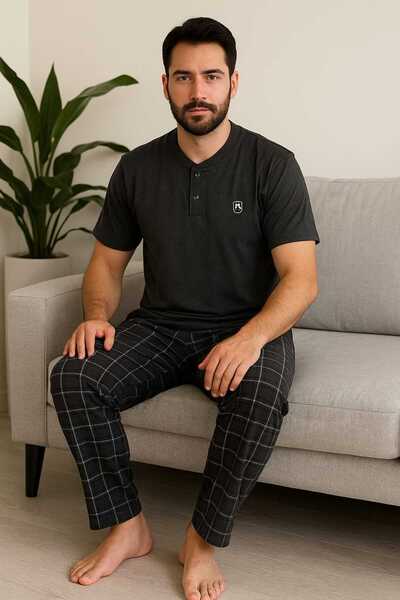Tenra Ανδρικό Σετ Πιτζάμες 100% Βαμβάκι Κοντό μανίκι