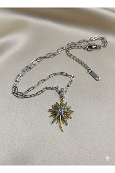 Lanuna قلادة نجمة من الفولاذ بلونين