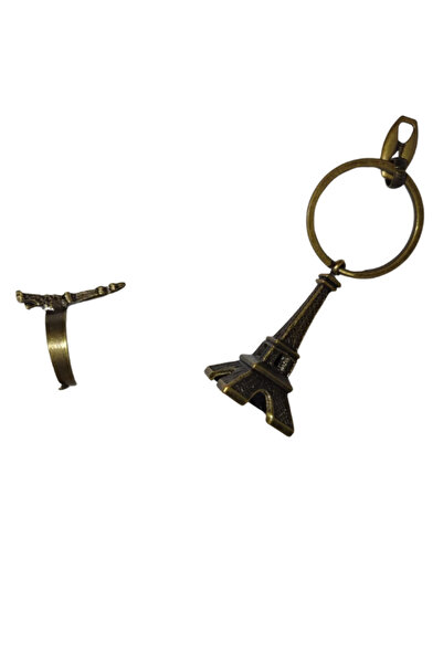 onyyapim Miniature Metal Eiffel Tower Decorative Ring and Keychain