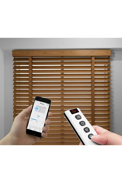 Rovline Akıllı Motorlu Ahşap Jaluzi, 50mm, % 100 Orjinal Ahşap Jaluzi , meşe ...