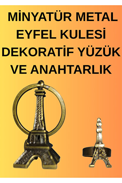 onyyapim Miniature Metal Eiffel Tower Decorative Ring and Keychain