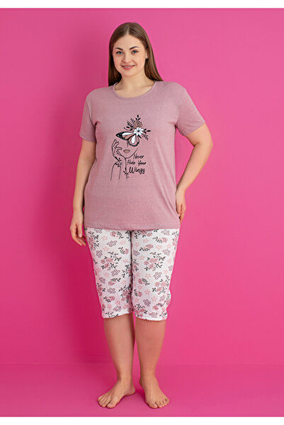 TOSKI Women's cotton pajamas plus size t-shirt + 3/4 pants Never hide your wings