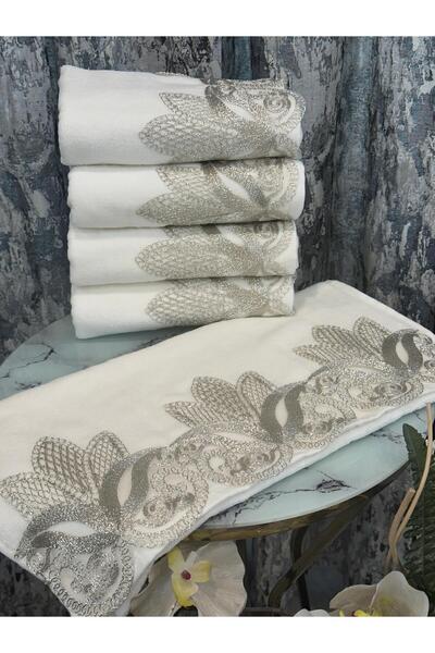 Fabera Home Veloure Mira - Kadife & Fransız Dantelli Ağır Pamuk Çeyizlik Havlu