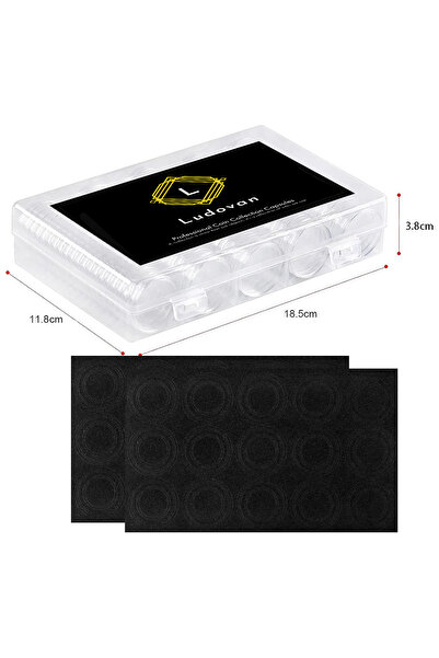 LUDOVAN Set of 100 pieces 30mm coin capsules with protective foam 5 sizes (17/20/25/27/30mm)