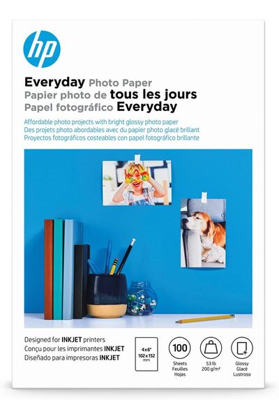 HP Everyday Photo Paper, Glossy, 10 x 15cm (4 x 6 in), 100 sheets
