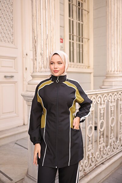MİMİ Luxury Wear Women's Hijab Tracksuit Set Zippered Bottom Top Tracksuit Set