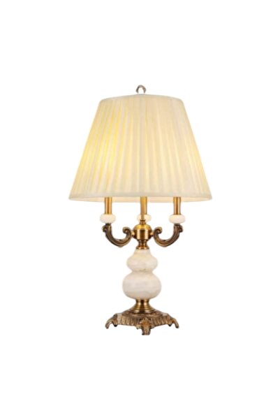 Cristalin Aydınlatma Antique Model 3-Headed Marble Detailed Lampshade