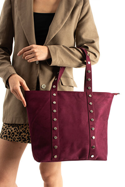 cocy-col Γυναικεία τσάντα χειρός και ώμου MİLLİA MODEL ZIMBALI SUEDE BORDO