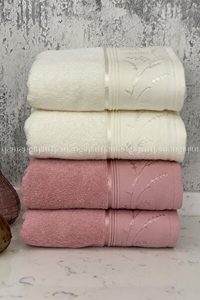 Özdilek Ditsy ručnik za ruke i lice, 4 komada - roza-krem