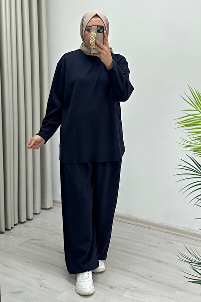 T Moda Store Puane Comfortable Fit Shalwar Leg Detailed Two-Piece Hijab Set