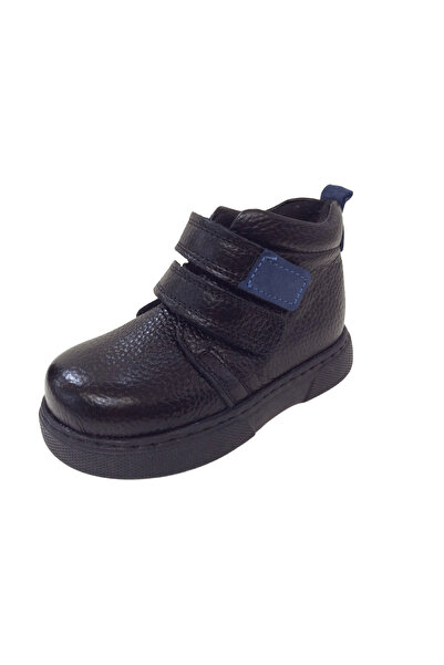 OrtopedikAL Ortopedikal1001 Ridente Black Blue Baby Boy Boots 100% Leather Velcro
