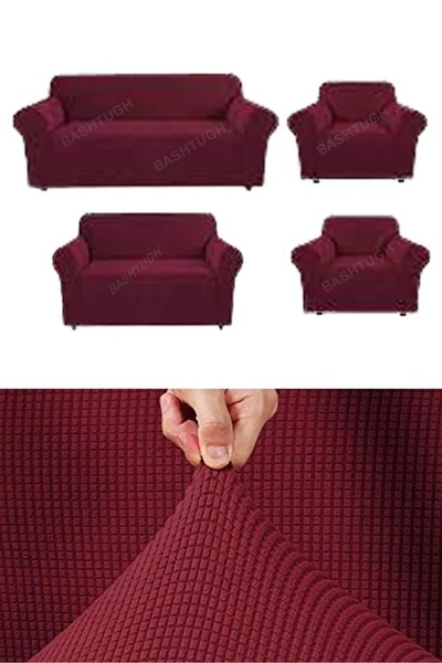 ARİFE HOME High Stretch Sofa, Sofa, Sofa Bed Cover Elastic, Pitikare Pattern3+2+1+1 Lycraö3211 Set