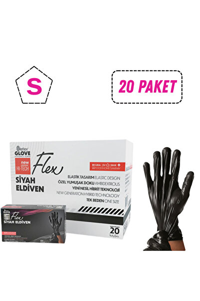 Reflex Flex Tpe Pudrasız Siyah Eldiven S Beden 20 Paket x 100 Adet