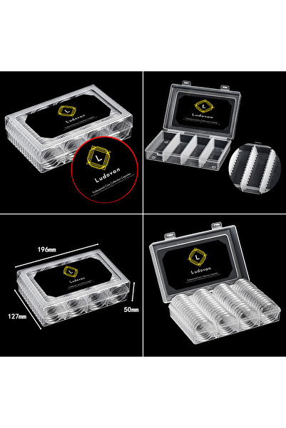 LUDOVAN Set of 60 Coin Capsules, with black protective foam, 8 sizes (18/20/22/25/27/30/39/41 mm)