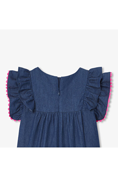 jacadi Girls' Embroidered Front Soft Denim Dress