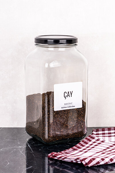 dnshome Çay Kavanozu Cam Erzak Saklama Kavanozu Etiket Hediyeli 3 lt Saklama ...