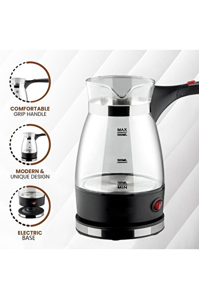 Hope 500ML Turkish Glass Electric Coffee Maker with Foldable Handle