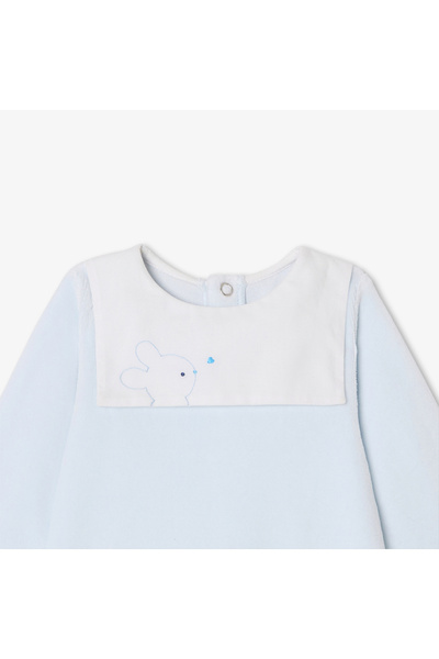 jacadi Newborn Baby Boy Bib Collar Velvet Jumpsuit