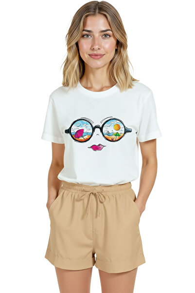 Color Luxe Women's White Relaxed Fit 100% Cotton T-Shirt – Sunny Beach & Glas...