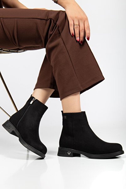 Dilimler Ayakkabı Γυναικείες μπότες Μαύρο σουέτ από συνθετικό δέρμα Σόλα από καουτσούκ Επίπεδη