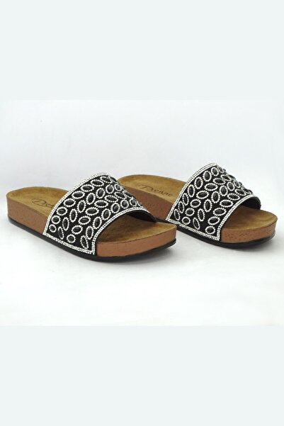 Pienn Women's Black Diamond Stone Insole Extra Comfortable Dowry Bridal Daily Slippers