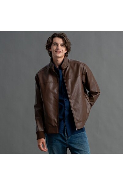 Giordano Men's Regular Fit Leather Jacket