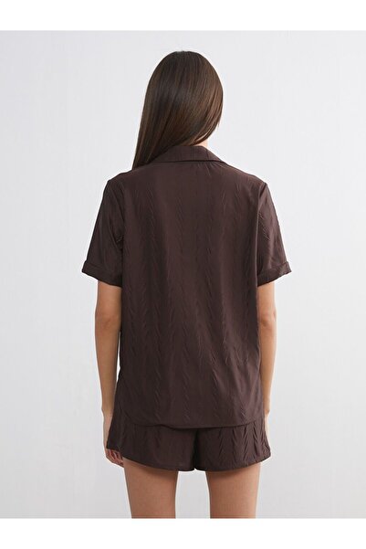 LC Waikiki Lcw Dream Shirt Collar Satin Women's Shorts Pajamas Set