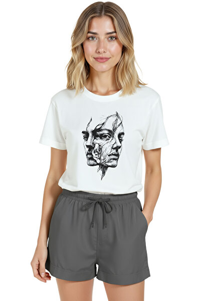 Color Luxe Women's White Relaxed Fit 100% Cotton T-Shirt – Twin Face Charcoal...