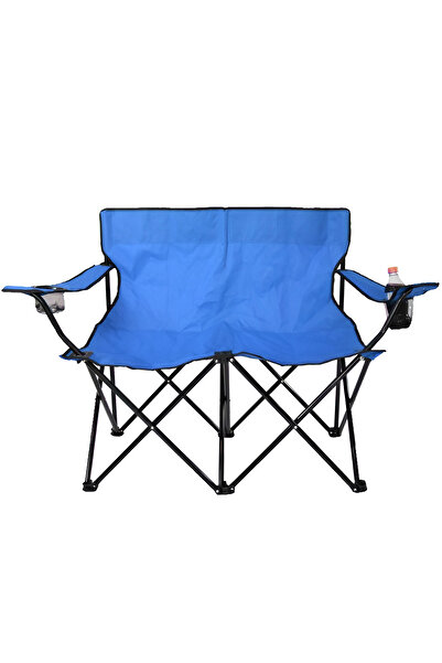 Cady One كرسي تخييم مزدوج قابل للطي مصنوع من قماش عالي الجودة، أرجل غير قابلة للانزلاق، مع حامل أكواب وحقيبة حمل.