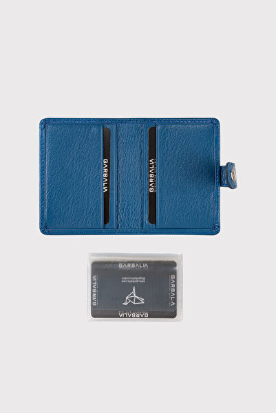 Garbalia Beijing Genuine Leather Unisex Petrol Blue Card Holder Wallet with Plenty of Card Holders and External Placket