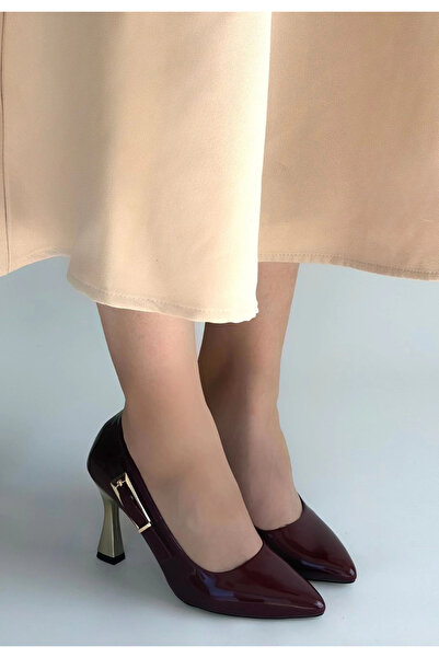 hibiscus Motya Burgundy Patent Leather Heeled Shoes