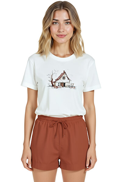 Color Luxe Women's White Relaxed Fit 100% Cotton T-Shirt – Watercolor Sketch ...