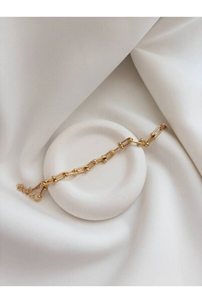 Minne Jewelry-Accessory Çelik İç İçe Geçmeli Bileklik - Altın Renk Çelik Bile...