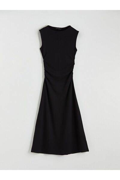 LC Waikiki Lcw Vision Crew Neck Shirred Dress