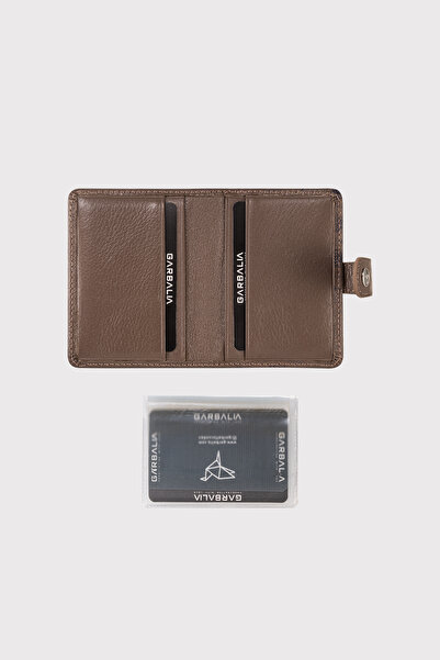 Garbalia Beijing Genuine Leather Unisex Beige Card Holder Wallet with Plenty of Card Holders and External Placket