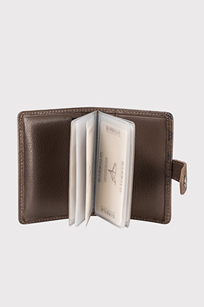 Garbalia Beijing Genuine Leather Unisex Beige Card Holder Wallet with Plenty of Card Holders and External Placket