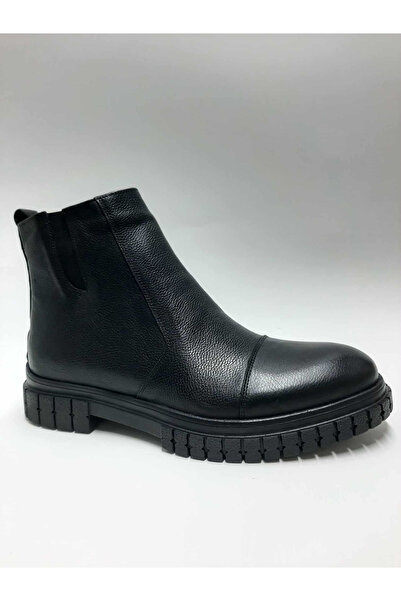 Ataç Genuine Leather with Fur Inside, Flexible Rubber Sole, Zippered Boots, Winter Men's Boots