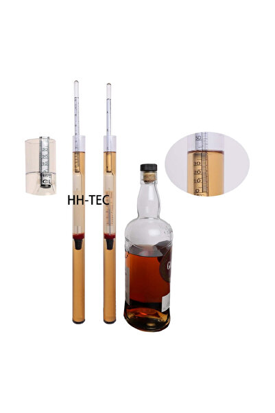 SUPER TRENDS SUPER TRENDS® Alcohol Hydrometer with Built-in Thermometer, 10-65%, Length 49cm, Glass, Precision