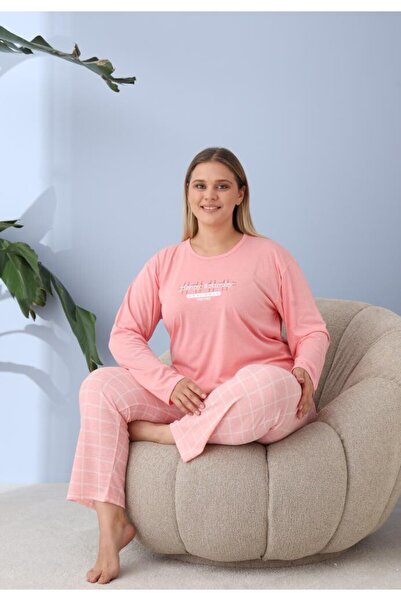TOSKI Women's pajamas, large size, "HAPPY SATURDAY" with pants and long sleeves
