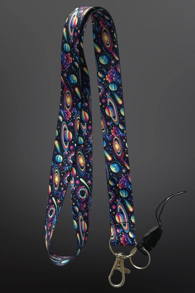 StormiStoretr حبل الرقبة منقوش من هايبر جالاكسي - حبل ملون |   مشبك معدني وحزام سلسلة المفاتيح