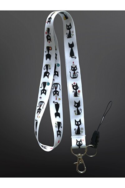 StormiStoretr Beyaz Minnoş Kedi Boyun ipi Telefon Askısı